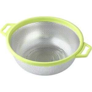 Stainless Steel Colander With Handle and Legs, Large Metal Green Strainer for Pa